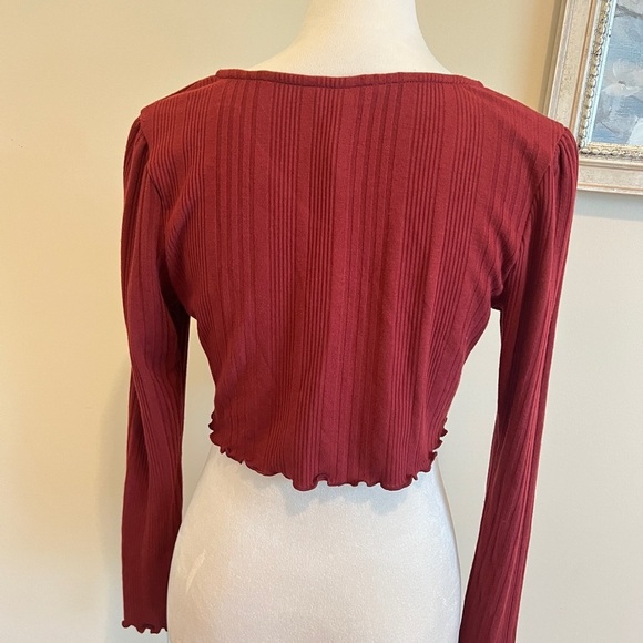 Speechless Burgundy Ribbed cardigan - Picture 2 of 7